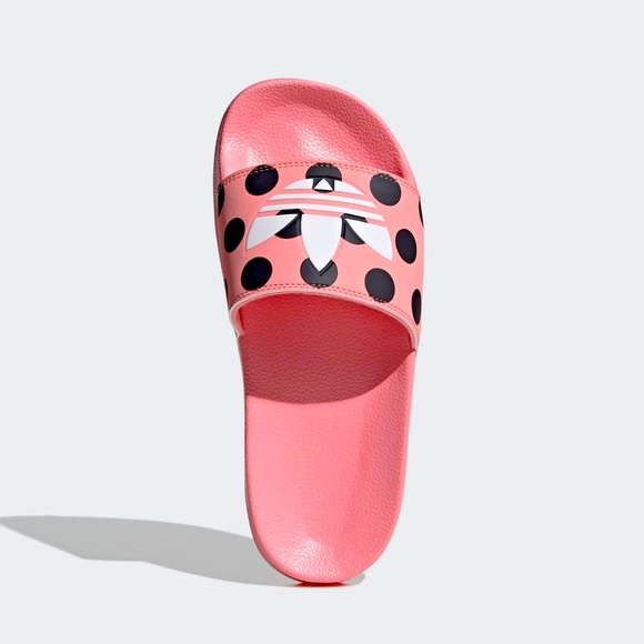 ADIDAS ADILETTE LITE POLKA DOT TREFOIL SLIDES (GLOW PINK/WHITE CLOUD/CARBON) - Picture 4 of 5
